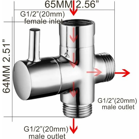 Valve 3 Voies En Laiton Massif G1/2 Douchette Composants De Douche Raccord Universels Chrome 5 Valve 3 Voies En Laiton Massif G1/2 Douchette Composants De Douche Raccord Universels Chrome – Image 5