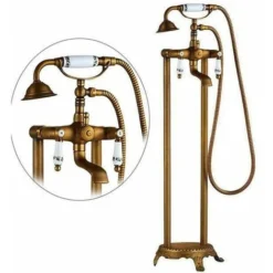 Robinet Mélangeur Sur Colonnes Rétro Pour Baignoire FLORINA Or Ancien