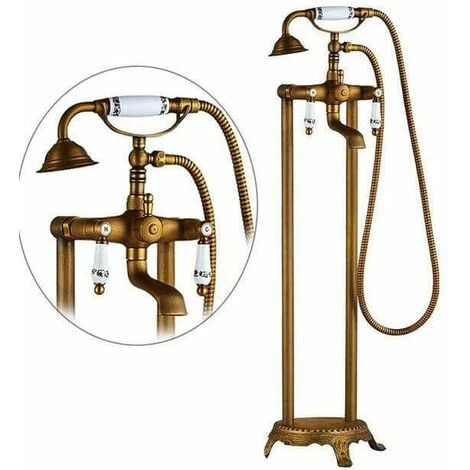 Robinet Mélangeur Sur Colonnes Rétro Pour Baignoire FLORINA Or Ancien 1 Robinet Mélangeur Sur Colonnes Rétro Pour Baignoire FLORINA Or Ancien