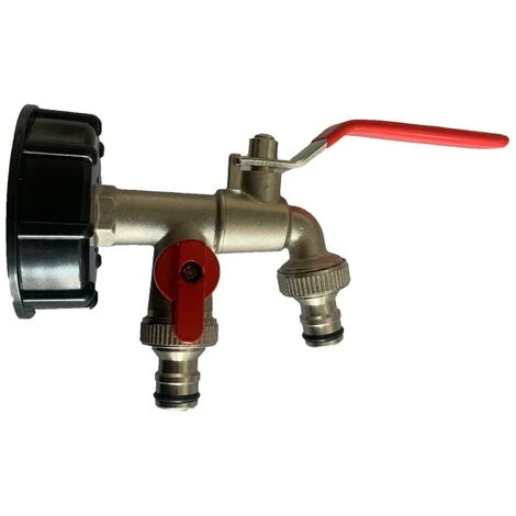 Robinet En Laiton, Joint De Jardin Tonneau, Double Tétine Rapide 2 Robinet En Laiton, Joint De Jardin Tonneau, Double Tétine Rapide – Image 2