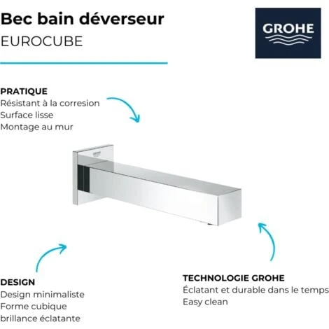 Bec Bain Déverseur Grohe Eurocube 2 Bec Bain Déverseur Grohe Eurocube – Image 2