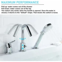 Faustina Robinet Baignoire 3 Trous, Mitigeur 3 Trous Baignoire Avec Pommeau De Douchette Extractible, Robinetterie De Baignoire 3 Trous Avec Inverseur, Chromé -Grohe || Hansgrohe Soldes Magasin 40542899 3