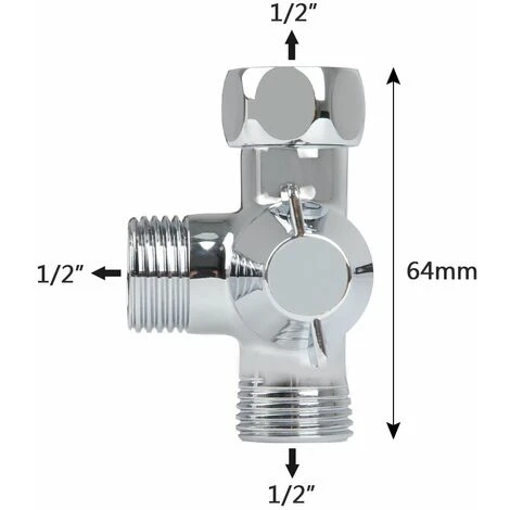Vanne De Dérivation à 3 Voies Pour Douche, Adaptateur Pomme De Douche Bras De Douche Monté, Remplacement De La Vanne D'adaptateur En T G1 / 2", évier De Cuisine Douche électrique Bidet T 5 Vanne De Dérivation à 3 Voies Pour Douche, Adaptateur Pomme De Douche Bras De Douche Monté, Remplacement De La Vanne D'adaptateur En T G1 / 2", évier De Cuisine Douche électrique Bidet T – Image 5