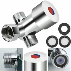 Mélangeur Eau Chaude Froide En Laiton Antirouille G1/2 Robinet Mélangeur Placage Mitigeur Thermostatique Durable Avec Filtre Pour Chauffe-Eau Robinet Automatique Salle De Bain Cuisine