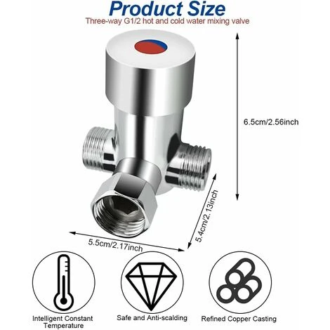 Mélangeur Eau Chaude Froide En Laiton Antirouille G1/2 Robinet Mélangeur Placage Mitigeur Thermostatique Durable Avec Filtre Pour Chauffe-Eau Robinet Automatique Salle De Bain Cuisine 2 Mélangeur Eau Chaude Froide En Laiton Antirouille G1/2 Robinet Mélangeur Placage Mitigeur Thermostatique Durable Avec Filtre Pour Chauffe-Eau Robinet Automatique Salle De Bain Cuisine – Image 2