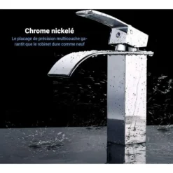 ENGINDOT Robinet De Lavabo Cascade, Robinet Salle De Bain Avec Bobine En Céramique L’Eau Froide Et Chaude Disponible, Mitigeur Lavabo Robinetterie Pour Salle De Bain Sans Plomb Et Sans Nickel -DBWF01F -Grohe || Hansgrohe Soldes Magasin 44000381 4