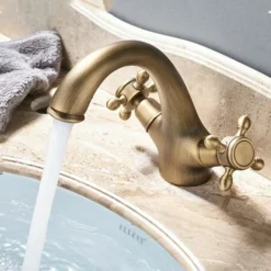 Robinet De Lavabo Rétro, Commandement Double De Style Vintage En Laiton Antique -Grohe || Hansgrohe Soldes Magasin 44076768 3