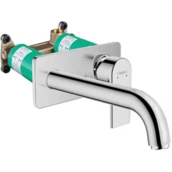 Hansgrohe Vernis Shape Set Mitigeur De Lavabo Encastré Mural, 2 Sorties, Bec 207 Mm + Corps D'encastrement, Chrome