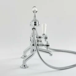 Mélangeur Bain Douche Rétro – Chromé & Blanc – Commandes Croisillons - Elizabeth -Grohe || Hansgrohe Soldes Magasin 4490026 4