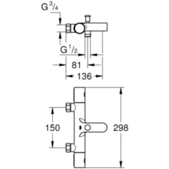 Grohe Set Bain/douche Mitigeur Thermostatique Grohtherm 800 + Stick De Douche Mural 1 Jet, Chrome (34770000-CUBESTICK) -Grohe || Hansgrohe Soldes Magasin 46286514 4