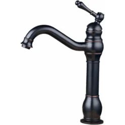 Rétro Mitigeur Robinet De Lavabo Laiton Noir Haut Bec Salle De Bain Robinetterie élégante Et Design Antique Unique Batteur