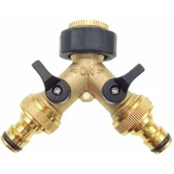 Laiton 2 Voies Tap Connector Adaptateur Double Tap Jardin Adaptateur Tap Avec Individuelles Marche/arrêt Vannes Pour Accueil Cuisine Jardin De Plein Air