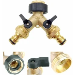 Laiton 2 Voies Tap Connector Adaptateur Double Tap Jardin Adaptateur Tap Avec Individuelles Marche/arrêt Vannes Pour Accueil Cuisine Jardin De Plein Air -Grohe || Hansgrohe Soldes Magasin 48223902 4