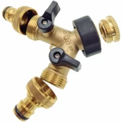 Laiton 2 Voies Tap Connector Adaptateur Double Tap Jardin Adaptateur Tap Avec Individuelles Marche/arrêt Vannes Pour Accueil Cuisine Jardin De Plein Air -Grohe || Hansgrohe Soldes Magasin 48223902 5