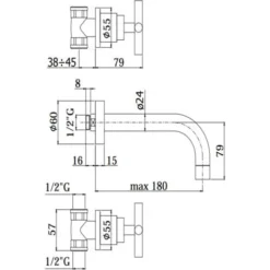 Robinet De Lavabo 3 Trous Mural à Batterie Paffoni Quattro QTV003CR 175 Mm -Grohe || Hansgrohe Soldes Magasin 4870173 3