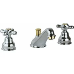 Robinet De Lavabo à Trois Trous De Couleur Chrome-or Avec Bec Bas Paffoni Iris IRV058CO Chromè-or - Iris - Vidage Automatique 11/4