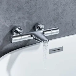 ONECE Robinet De Baignoire Cascade Avec Thermostat, Mitigeur De Bain Douche Avec 2 Fonctions, Robinet De Douche Thermostatique à 38°C Pour Salle De Bains, Robinet De Douche En Laiton Durable, Chromé -Grohe || Hansgrohe Soldes Magasin 50052126 5