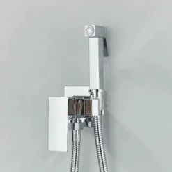 Bidet Robinet De Douche Salle De Bains Bidet Ensemble Mélangeur D'eau Chaude Froide Bidet Pulvérisateur Tête Robinet Robinets De Toilette, Chrome Polonais