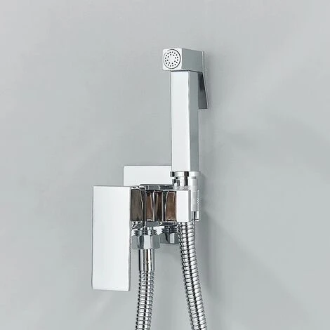 Bidet Robinet De Douche Salle De Bains Bidet Ensemble Mélangeur D'eau Chaude Froide Bidet Pulvérisateur Tête Robinet Robinets De Toilette, Chrome Polonais 1 Bidet Robinet De Douche Salle De Bains Bidet Ensemble Mélangeur D'eau Chaude Froide Bidet Pulvérisateur Tête Robinet Robinets De Toilette, Chrome Polonais