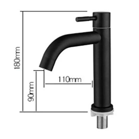 Robinet Mat Bassin En Acier Inoxydable Noir Robinet D'eau Froide Unique Robinet Pour La Maison Cuisine Salle Utilisation, G1 / 2in Filetage Male (simple Froid) 2 Robinet Mat Bassin En Acier Inoxydable Noir Robinet D'eau Froide Unique Robinet Pour La Maison Cuisine Salle Utilisation, G1 / 2in Filetage Male (simple Froid) – Image 2