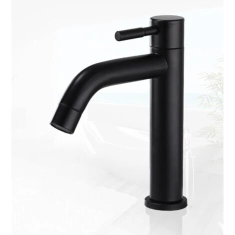 Robinet Mat Bassin En Acier Inoxydable Noir Robinet D'eau Froide Unique Robinet Pour La Maison Cuisine Salle Utilisation, G1 / 2in Filetage Male (simple Froid) 4 Robinet Mat Bassin En Acier Inoxydable Noir Robinet D'eau Froide Unique Robinet Pour La Maison Cuisine Salle Utilisation, G1 / 2in Filetage Male (simple Froid) – Image 4