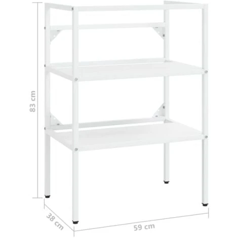 Cadre De Lavabo De Salle De Bain Blanc 59x38x83 Cm Fer VidaXL 3 Cadre De Lavabo De Salle De Bain Blanc 59x38x83 Cm Fer VidaXL – Image 3