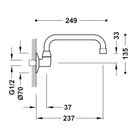 Bec Tube Orientable Mural 27cm - THREE 2 Bec Tube Orientable Mural 27cm - THREE â Image 2