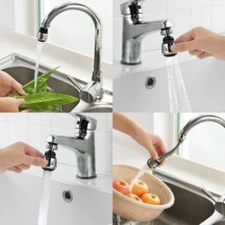 2 Pièces Robinet D'eau Pivotante,Tête De Robinet De Cuisine Mobile 360 Degrés,2 Modes Réglable Douche Tête Filtre Pulvérisateur,Aérateur De Cuisine,Robinet De Cuisine,Rallonge De Robinet De Cuisine -Grohe || Hansgrohe Soldes Magasin 55576932 5