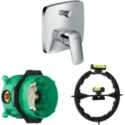 Facade Pour Mitigeur Encastré Bain/douche Logis Chromé - Corps Encastré Hansgrohe Pour Robinetterie Ibox - Outil D Aide Au Montage