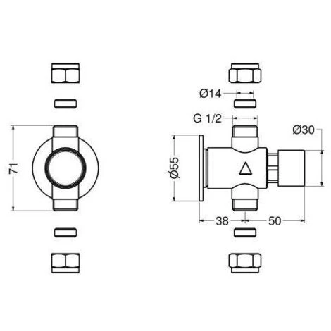 Robinet Pour Douche Temporisé Mural Externe à Poussoir 08130/E Idral Chrome 2 Robinet Pour Douche Temporisé Mural Externe à Poussoir 08130/E Idral Chrome – Image 2