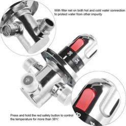 Vanne Mélangeur Eau Chaude Froide Mitigeur Thermostatique En Laiton Solide Valve De Mélange Température Fixe Pour Lavabo Cuisine Salle De Bain Toilette G1/2 -Grohe || Hansgrohe Soldes Magasin 57219710 3