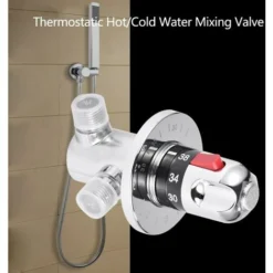 Vanne Mélangeur Eau Chaude Froide Mitigeur Thermostatique En Laiton Solide Valve De Mélange Température Fixe Pour Lavabo Cuisine Salle De Bain Toilette G1/2 -Grohe || Hansgrohe Soldes Magasin 57219710 5