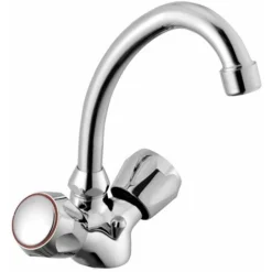 Robinet De Salle De Bain Mélangeur De Lavabo à Bec Col De Cygne Rotatif Chromé