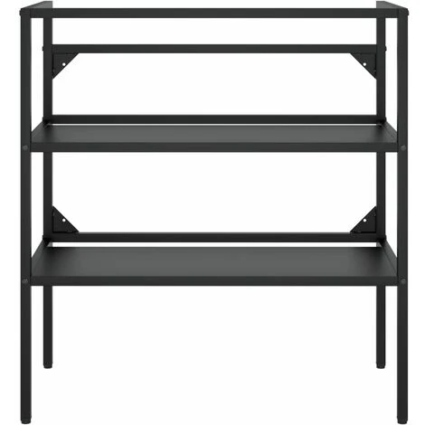 Cadre De Lavabo De Salle De Bain Noir 79x38x83 Cm Fer 3 Cadre De Lavabo De Salle De Bain Noir 79x38x83 Cm Fer – Image 3