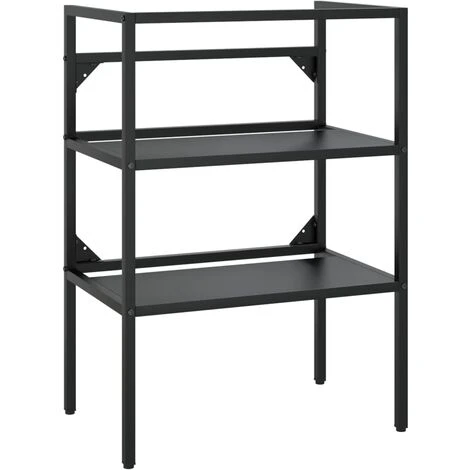 Cadre De Lavabo De Salle De Bain Noir 59x38x83 Cm Fer 2 Cadre De Lavabo De Salle De Bain Noir 59x38x83 Cm Fer – Image 2