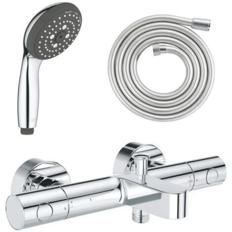 Mitigeur De Bain Douche Grohe Thermostatique Et Mural Precision Get + Flexible De Douche GROHE Twistfree VitalioFlex Silver 2000 Chromé + Douchette 3 Jets GROHE Vitalio Start 100 Chromé 1 Mitigeur De Bain Douche Grohe Thermostatique Et Mural Precision Get + Flexible De Douche GROHE Twistfree VitalioFlex Silver 2000 Chromé + Douchette 3 Jets GROHE Vitalio Start 100 Chromé