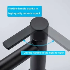 ONECE Robinet De Lavabo Eau Froide Uniquement, Mitigeur Salle De Bains En Laiton Durable, Robinet Lave-Mains Aérateur Démontable, Robinetterie Pour Toilettes Invités, Cartouche Céramique, Noir -Grohe || Hansgrohe Soldes Magasin 58150583 3