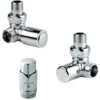 Kit Thermostatique RCR POLETTI Avec Vanne Et Détendeur D'Angle Pour Radiateur Finition Chrome