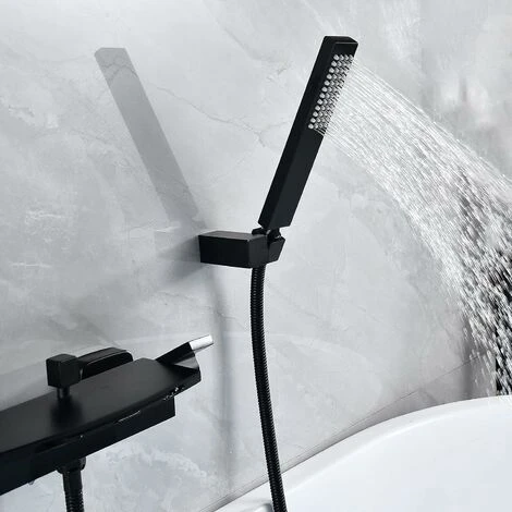 Mitigeur Baignoire Cascade Mural Robinet De Baignoire Pommeau De Douche Cascade Mural Robinet De Baignoire Chaud Et Froid (Noir) 4 Mitigeur Baignoire Cascade Mural Robinet De Baignoire Pommeau De Douche Cascade Mural Robinet De Baignoire Chaud Et Froid (Noir) – Image 4