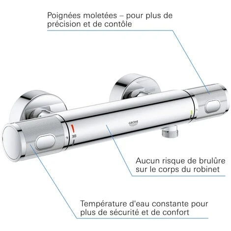 GROHE Precision Feel Mitigeur Thermostatique Douche 1/2'' 34790000 4 GROHE Precision Feel Mitigeur Thermostatique Douche 1/2'' 34790000 – Image 4