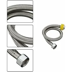 DENUOTOP Connecteurs Tuyau De Robinet, Rallonge De Robinet De Raccordement En Acier Inoxydable Tuyau De Raccord Tuyau Blindé Pour Mitigeur De Robinet-20 Cm -Grohe || Hansgrohe Soldes Magasin 60008973 4