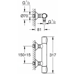 Grohe Precision Flow Set De Mitigeur De Douche Thermostatique + Douchette 2 Jets + Barre De Douche 600mm + Flexible 1750mm, Chrome -Grohe || Hansgrohe Soldes Magasin 63011984 3