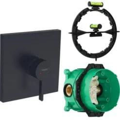 Hansgrohe Facade Pour Mitigeur Douche Encastré Noir Mat + Corps Encastré Universel Pour Robterie Ibox + Outil D Aide Au Montage Universel Pour Ibox