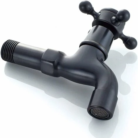 Déstockage Robinet Vintage Pour Eau Froide Avec Monocommande Interface G1/2 - Robinet De Vadrouille Mural Pour Lavabo Salle De Bain(Noir) 4 Déstockage Robinet Vintage Pour Eau Froide Avec Monocommande Interface G1/2 - Robinet De Vadrouille Mural Pour Lavabo Salle De Bain(Noir) – Image 4