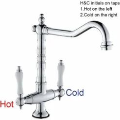 LTS FAFA Robinet De Cuisine En Laiton Antique, Robinet D'évier De Cuisine, Pivotant à 360° Avec 2 Poignées En Céramique, Deux Robinets D'évier Mélangeurs Pour Cuisine Ou Salle De Bain (chrome) -Grohe || Hansgrohe Soldes Magasin 64931359 3