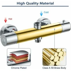 Premier® Mitigeur Thermostatique Pour Colonne, Robinet De Douche En Laiton Haut G3/4 BSP (26.4 Mm) + Bas G1/2" BSP (21 Mm) -Grohe || Hansgrohe Soldes Magasin 65489712 3