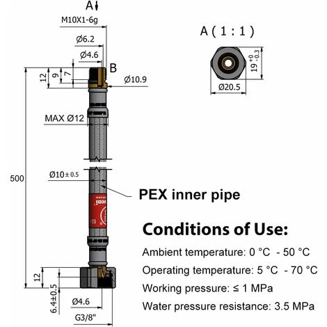 YIDOMDE Tuyaux De Raccordement Flexibles Robinets G3/8 X M10 X 50 Cm Rallonge De Tuyau Eau Chaude Et Froide Pour Mitigeur Robinet Evier Cuisine Lavabo Salle De Bain Anti-corrosion 2 YIDOMDE Tuyaux De Raccordement Flexibles Robinets G3/8 X M10 X 50 Cm Rallonge De Tuyau Eau Chaude Et Froide Pour Mitigeur Robinet Evier Cuisine Lavabo Salle De Bain Anti-corrosion – Image 2