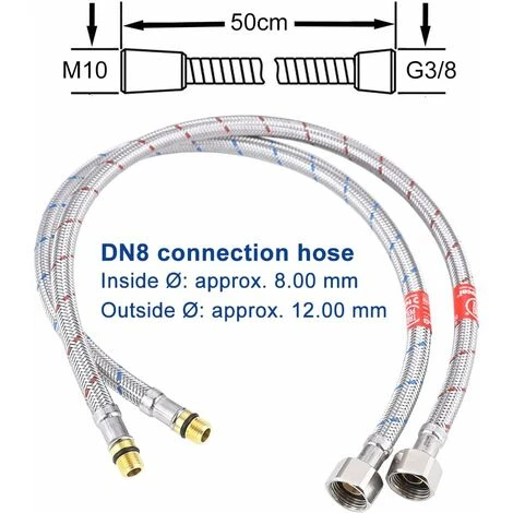 YIDOMDE Tuyaux De Raccordement Flexibles Robinets G3/8 X M10 X 50 Cm Rallonge De Tuyau Eau Chaude Et Froide Pour Mitigeur Robinet Evier Cuisine Lavabo Salle De Bain Anti-corrosion 3 YIDOMDE Tuyaux De Raccordement Flexibles Robinets G3/8 X M10 X 50 Cm Rallonge De Tuyau Eau Chaude Et Froide Pour Mitigeur Robinet Evier Cuisine Lavabo Salle De Bain Anti-corrosion – Image 3