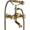 Suguword Mitigeur Baignoire Retro Avec Double Poignée Mitigeur De Bain Retro Robinet Douche En Laiton Robinet Baignoire Avec Douchette à Main En Laiton