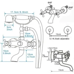 Suguword Mitigeur Baignoire Retro Avec Double Poignée Mitigeur De Bain Retro Robinet Douche En Laiton Robinet Baignoire Avec Douchette à Main En Laiton -Grohe || Hansgrohe Soldes Magasin 67155293 4